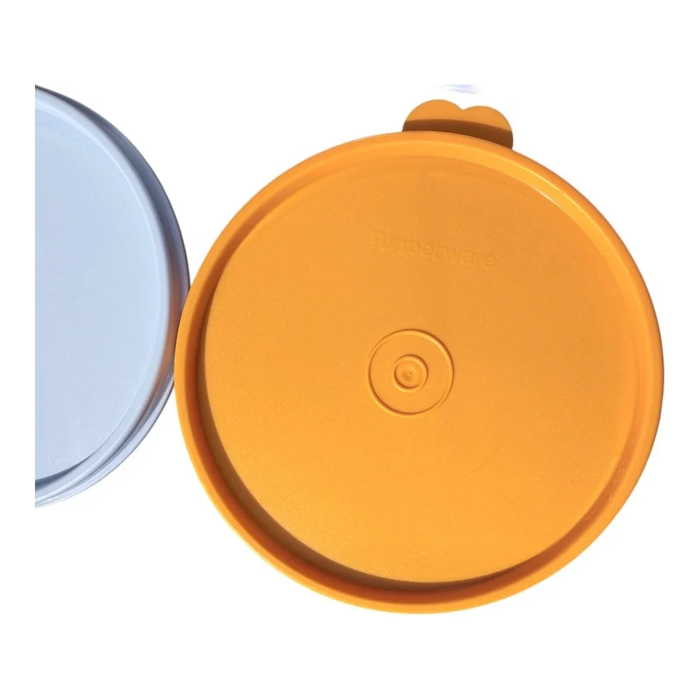 Vintage Tupperware Round Replacement Lids Set of 4 Orange Blue 6 Inch 227-28